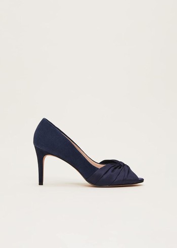 Phase Eight Satin Twist Peeptoe Heels Navy USA | 9153742-FE